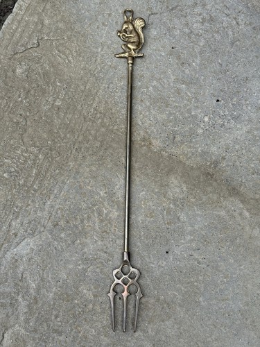 Vintage brass toasting fork - toasting,