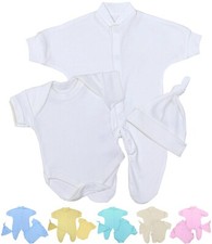 BabyPrem Premature Baby Clothes 3 Piece Set Sleepsuit Vest & Hat 1lb -7.5lb
