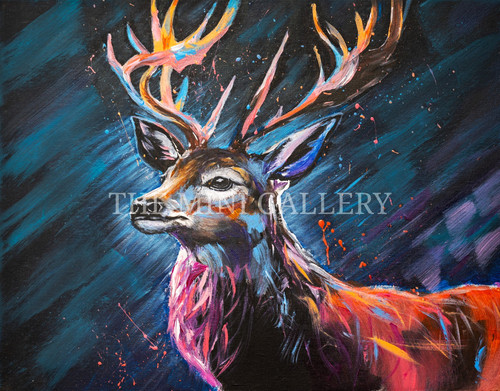 Colourful abstract stag - a3,