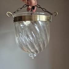 Glass Bell Lantern Pendant Light Shade BHS Vtg