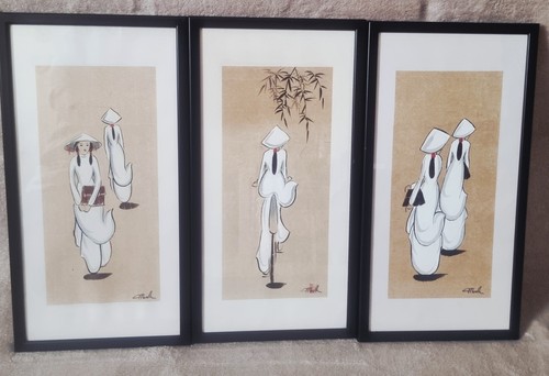 Framed triptych vietnamese - framed,