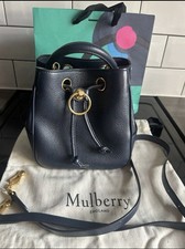 Genuine Mulberry Small Hampstead Bucket Bag In Navy Leather