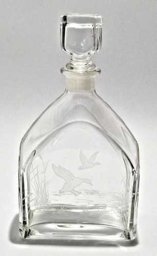 Brandy decanter etched - brandy,