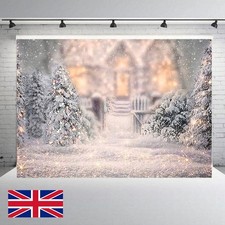Merry Christmas Tree Backdrop Snow Background Party Photo Scene Studio Props UK