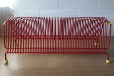 Vintage Mid Century Red & Yellow Wire Atomic Sputnik Style Vinyl Record Rack