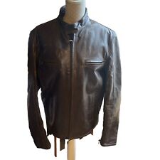 leather jacket mens ZARA DARK BROWN Size XL Real Leather