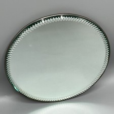 Round Antique Vtg Sorcerers Wall Mirror Display Tray 30s Lead Rim Bevelled Small