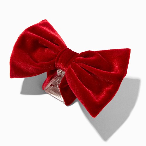 Claire red velvet bow - red,