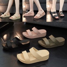 Womens Slip On Wedge Heel Mules Sandals Ladies Summer Casual Slippers Shoes size