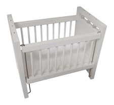 Dolls house white wooden cot - white,
