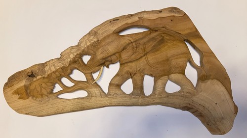 Hand carved wooden baby - baby, calf
