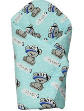 BABY SWADDLE WRAP SNUGGLE NEWBORN BLANKET PRAM QUILT SLEEPING BAG boy bears blue