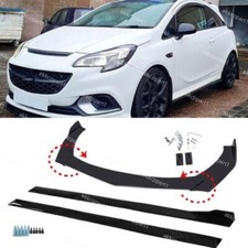 For Vauxhall Opel Corsa E D Gloss Front Bumper Lip Spoiler Splitter + Side Skirt