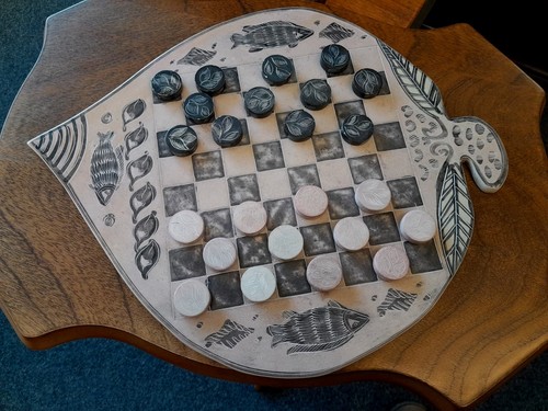 Handmade soapstone draughts - handmade,