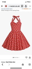 BNWOT Girls Red Polka Dot Vintage Look Halter Neck Dress Age 7 - 8