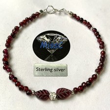 GARNET LEAF AND ROSE 925