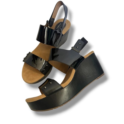 Clarks black patent wedge