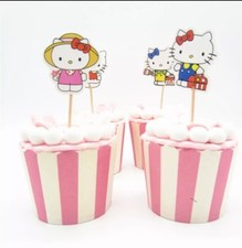 12 x HELLO KITY Cupcake Pick Toppers