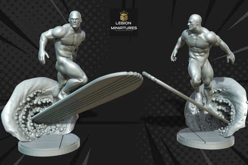 Silver surfer resin - surfer, sculpture
