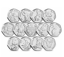 2016-2020 Beatrix Potter Rare 50p Coins Peter Rabbit, Puddleduck, Flopsy Bunny