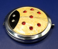 Ladybird Compact Mirror Round Handbag Vintage Silver-Tone 7cm
