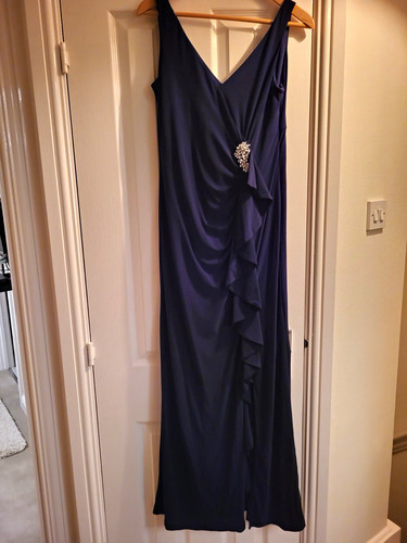 Debut navy long gown dress - navy,