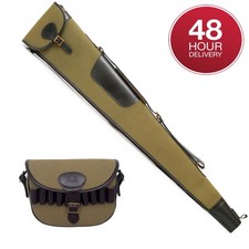 Canvas Genuine Leather Gun Slip Hunting Shotgun Slip Shooting Cartridge Bag UK