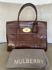 Mulberry Croc Print Bayswater Bag In Cognac Brown Classic Mulberry