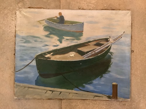 Oil canvas painting early - on,
