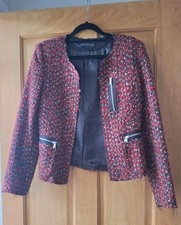 Zara Red/Black Boucle Jacket