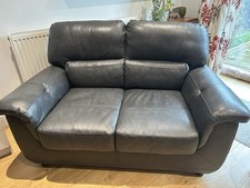 2 X Blue Leather 2 Seater Sofas - pick up from DA7 5RP on 19/20th Dec only