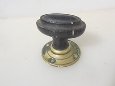 Victorian Wooden Door Knob Handle Pull Old Brass Plate Edwardian Antique x1 Oval