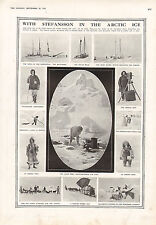 1915 WWI PRINT STEFANSSON ARCTIC EXPLORER ICE ESKIMO WIFE BABY SLEDGE BELBEDERE