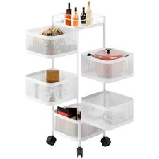 6 Tier Storage Rack Kitchen Bathroom Rotating Serving Trolley Cart On Wheels  C3