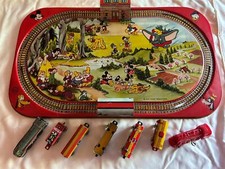 1950s Marx Walt Disney Mickey Mouse Express Tin Train Set 7 Cars Snow White VVGC
