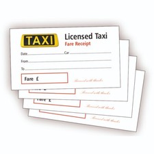 TAXI RECEIPT PADS - 100 Sheets per pad (4 Pads) Licensed Minicab Receipt.