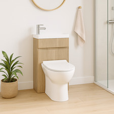 500mm 2-in-1 Toilet & Basin Unit Sonoma Oak Compact WC Combo Space Saver