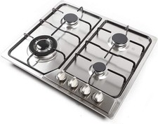 23" Built-In Gas Cooktop 4 Burner Stainless Steel Cooktop, Natural Gas Built-In