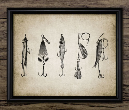 Fishing lures print vintage - lures,