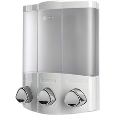 Croydex Euro Dispenser Trio White Wall Mounted Soap Shampoo Shower 3 Chamber