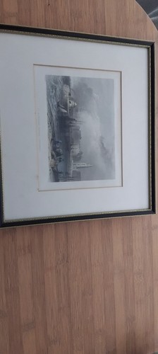 100 year old framed engraving - old,