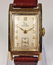 9CT GOLD RECORD TANK WATCH -