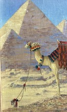 Vintage Oil Painting Camel “ Proudly Waiting “ By Elizabeth Hazelwood Signed 