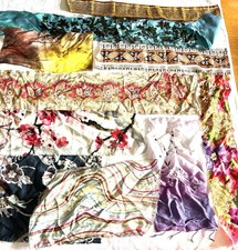 Vintage Silk Fabric Scraps Bundle sari shirt scarf Pieces Craft #8