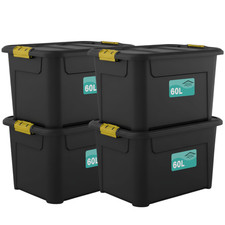 4x Plastic Storage Boxes Home