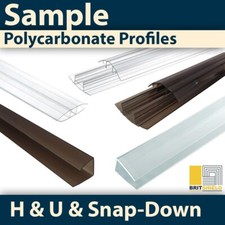 SAMPLE Polycarbonate H & U Profile - Snap-Down Glazing Bar + (Free Sheet Sample)