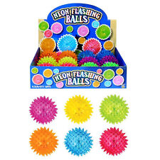 2 x LED SPIKY BALLS Flashing Light Bouncy Rubber Kids Sensory Ball Toy Gift