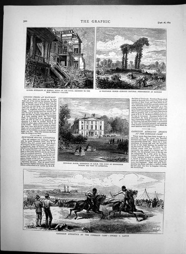 Original old antique print - old,