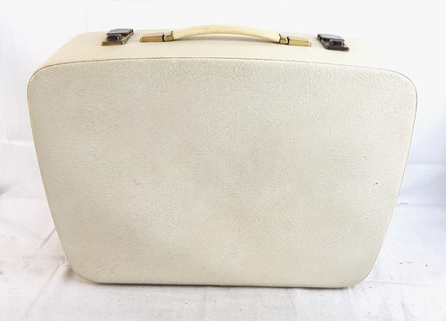 Vintage cream suitcase white - vintage,