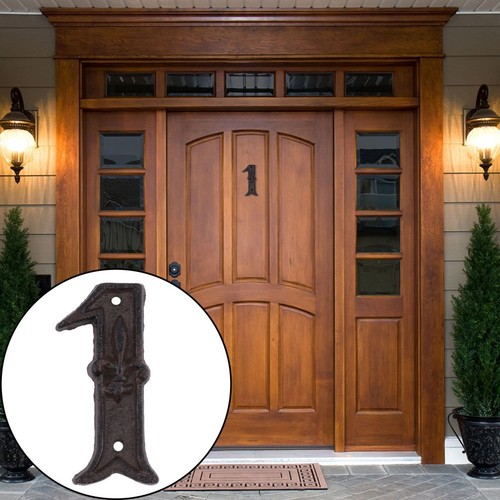 Cast iron door number - iron, black